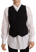 Dolce & Gabbana Black Sleeveless Viscose Button-Up Vest Top