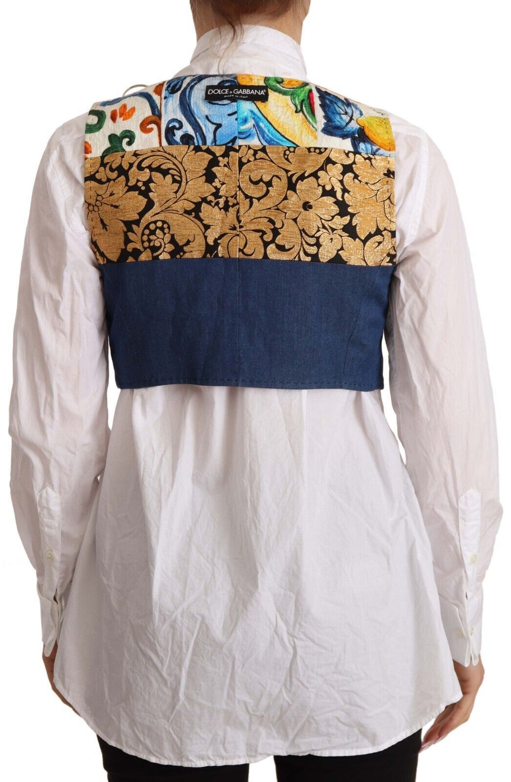 Dolce & Gabbana Multicolor Verzierter Mantel mit Taille Baumwolltop