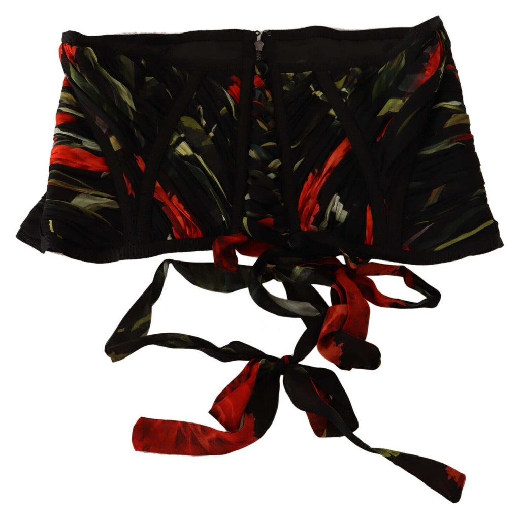 Dolce & Gabbana Schwarzes Korsett Gürtel Stretch Taille Riemen Seide Top