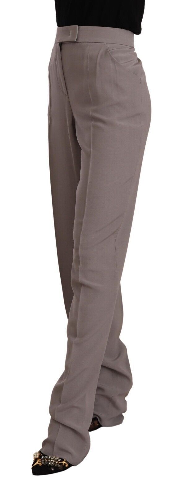 Armani Brown High Waisted Tapered Silk Trousers