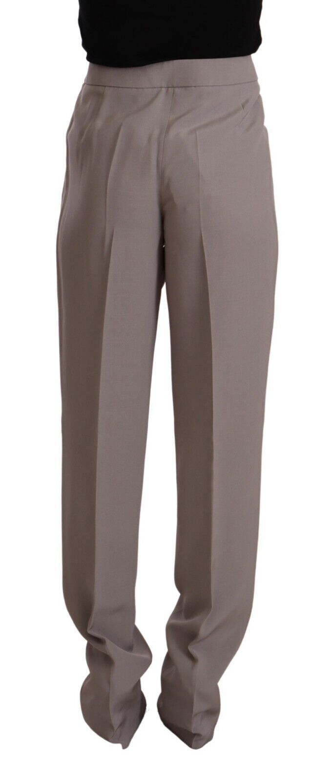Armani Brown High Waisted Tapered Silk Trousers