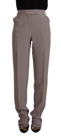 Armani Brown High Waisted Tapered Silk Trousers