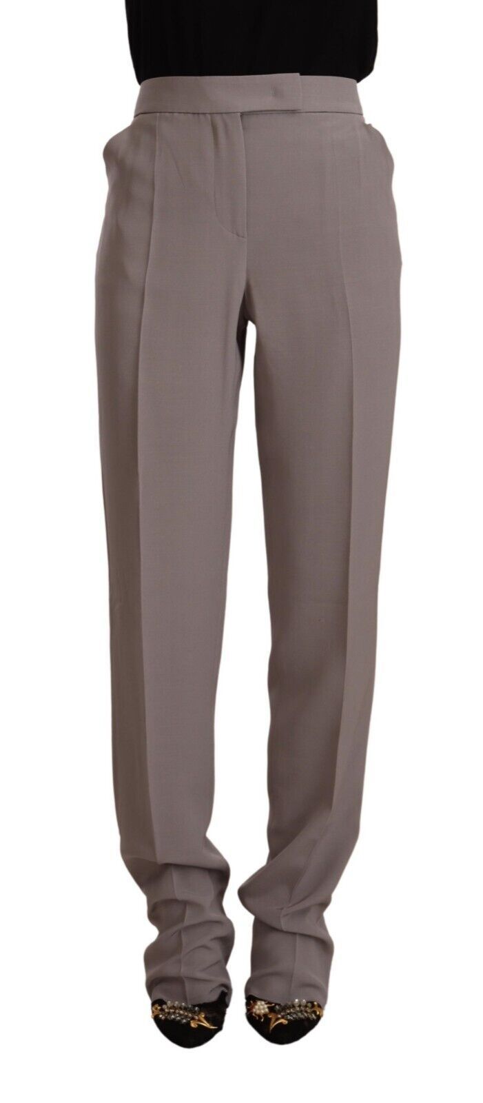 Armani Brown High Waisted Tapered Silk Trousers