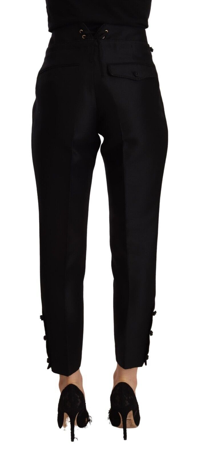 Dsquared² Schwarze Wollhose mit hoher Taille und schmaler Hose