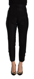 Dsquared² Schwarze Wollhose mit hoher Taille und schmaler Hose
