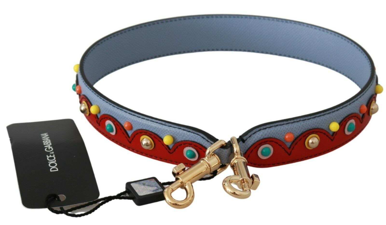 Dolce & Gabbana Blauer und roter Schulterriemen Leder Blaue Handtasche Accessoire