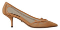 Dolce & Gabbana Peach Mesh Leather Chain Heels Pumps Shoes