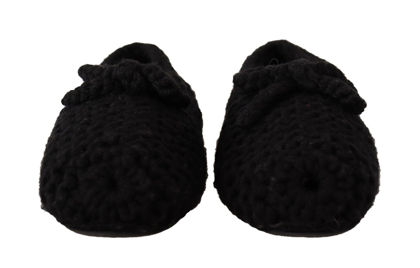 Dolce & Gabbana Black Slip-On Ballerina Flats Knitted Wool Shoes