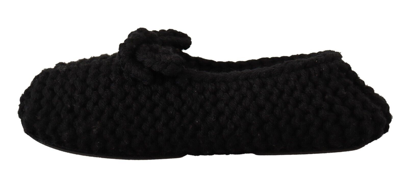 Dolce & Gabbana Black Slip-On Ballerina Flats Knitted Wool Shoes