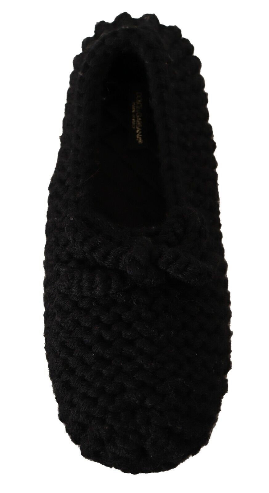 Dolce & Gabbana Black Slip-On Ballerina Flats Knitted Wool Shoes