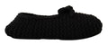 Dolce & Gabbana Black Slip-On Ballerina Flats Knitted Wool Shoes