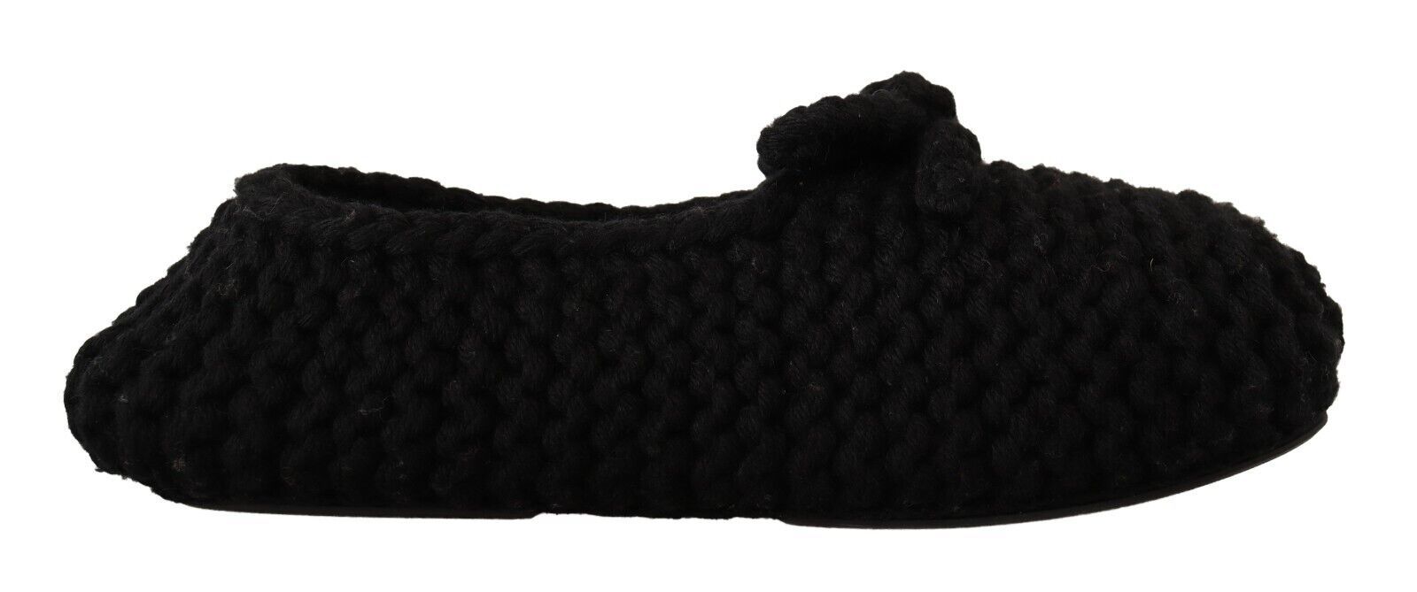 Dolce & Gabbana Black Slip-On Ballerina Flats Knitted Wool Shoes