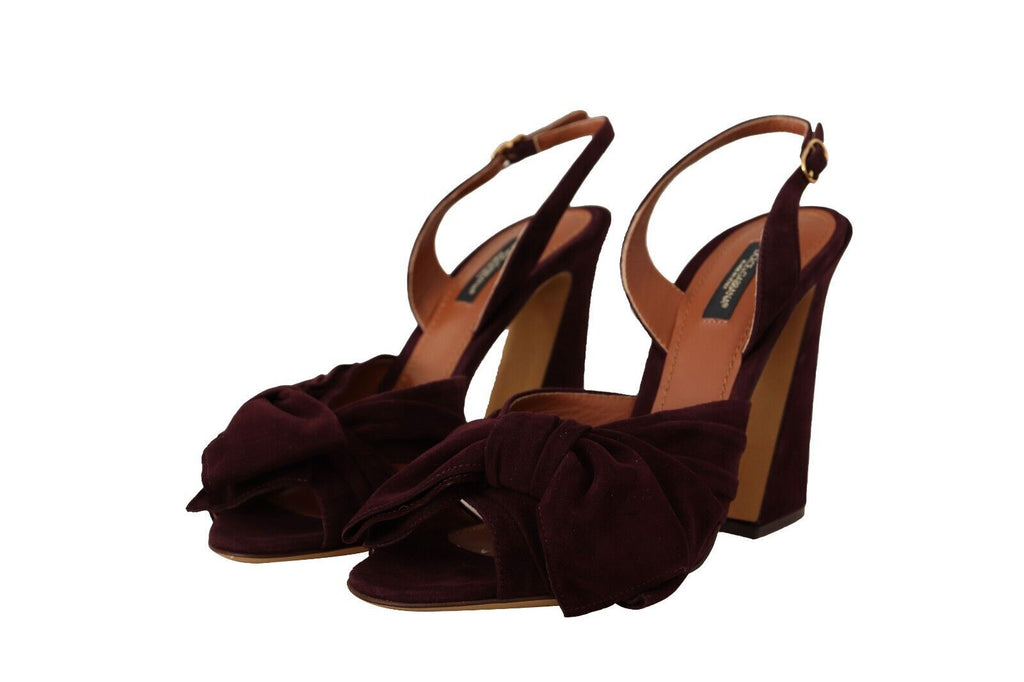Dolce & Gabbana Dunkellila Wildleder Riemchensandalen Schuhe