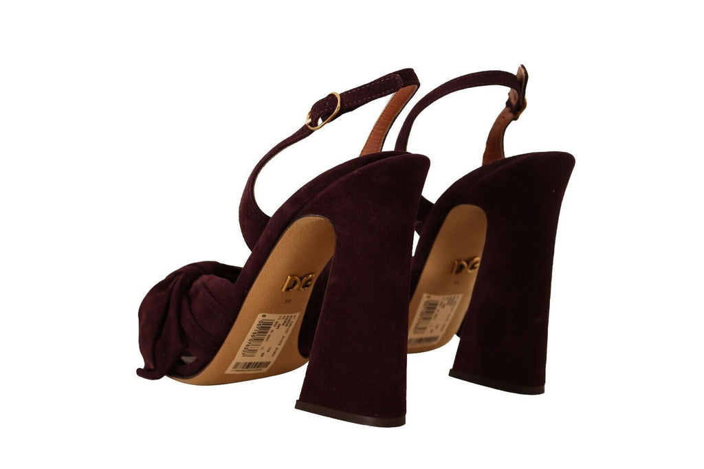 Dolce & Gabbana Dunkellila Wildleder Riemchensandalen Schuhe