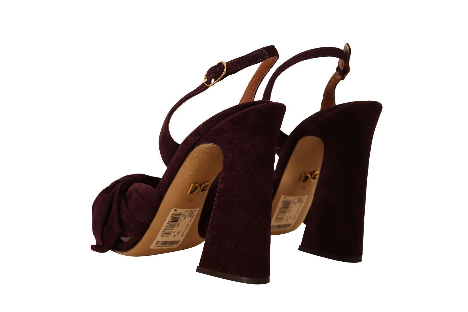 Dolce & Gabbana Dunkellila Wildleder Riemchensandalen Schuhe
