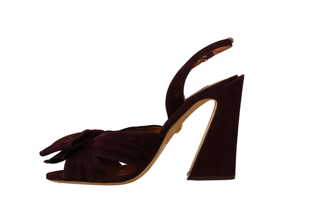 Dolce & Gabbana Dunkellila Wildleder Riemchensandalen Schuhe