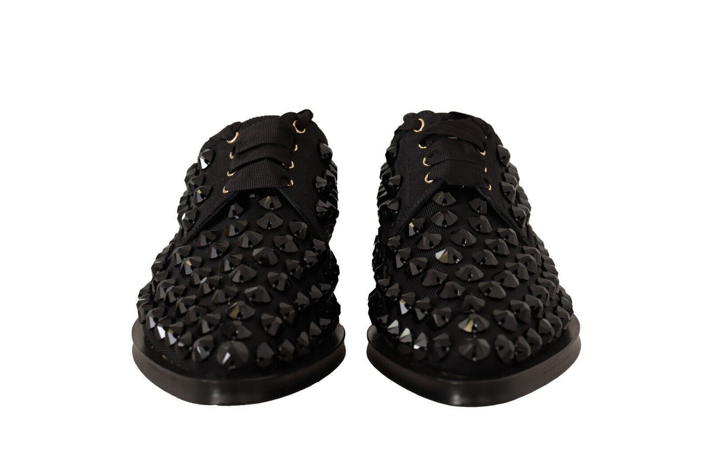 Dolce & Gabbana Schwarze Schnürschuhe mit Nieten Formal Flats Schuhe