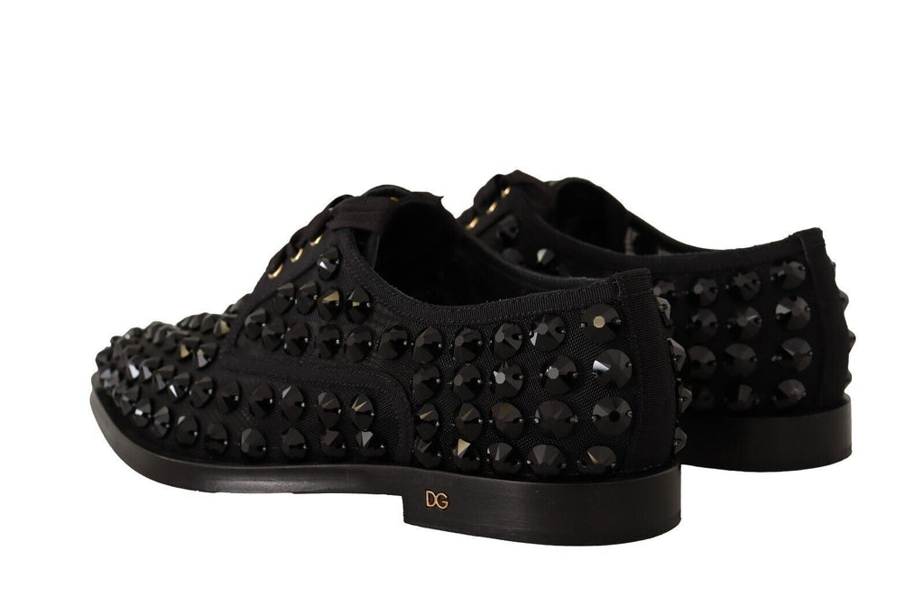Dolce & Gabbana Schwarze Schnürschuhe mit Nieten Formal Flats Schuhe