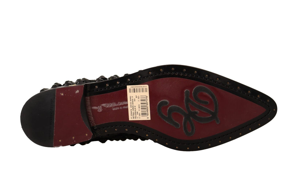 Dolce & Gabbana Schwarze Schnürschuhe mit Nieten Formal Flats Schuhe