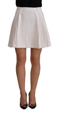 Ermanno Scervino White High-Waisted Cotton A-Line Mini Skirt