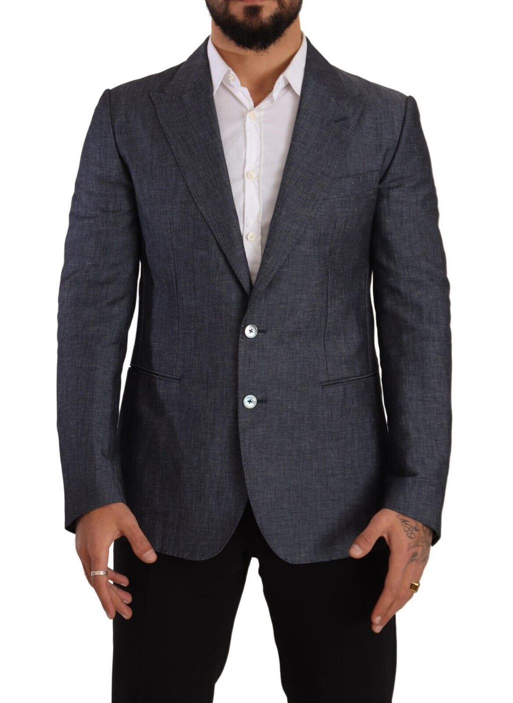 Dolce & Gabbana Blue Linen-Cotton Jacket TAORMINA Blazer