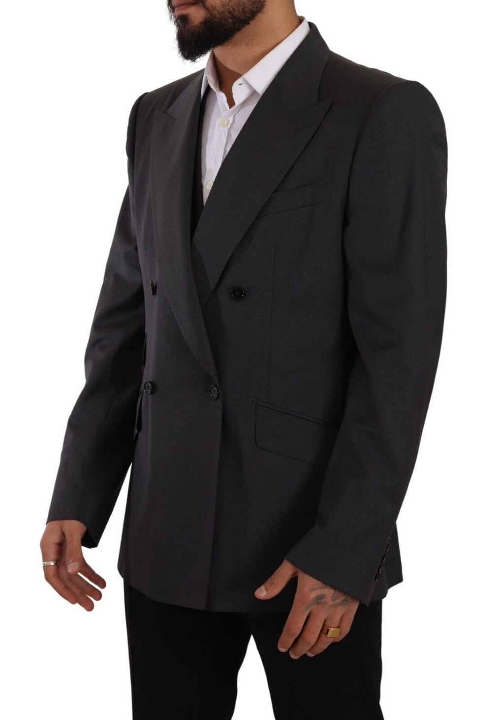 Dolce & Gabbana Grey Double-Breasted SICILIA Blazer (2-piece)