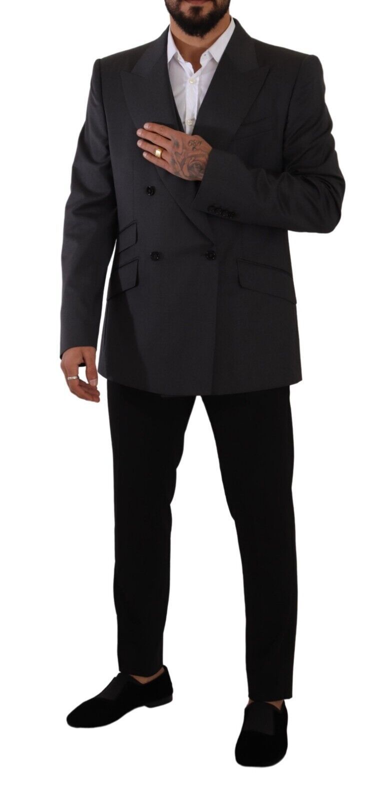 Dolce & Gabbana Grey Double-Breasted SICILIA Blazer (2-piece)