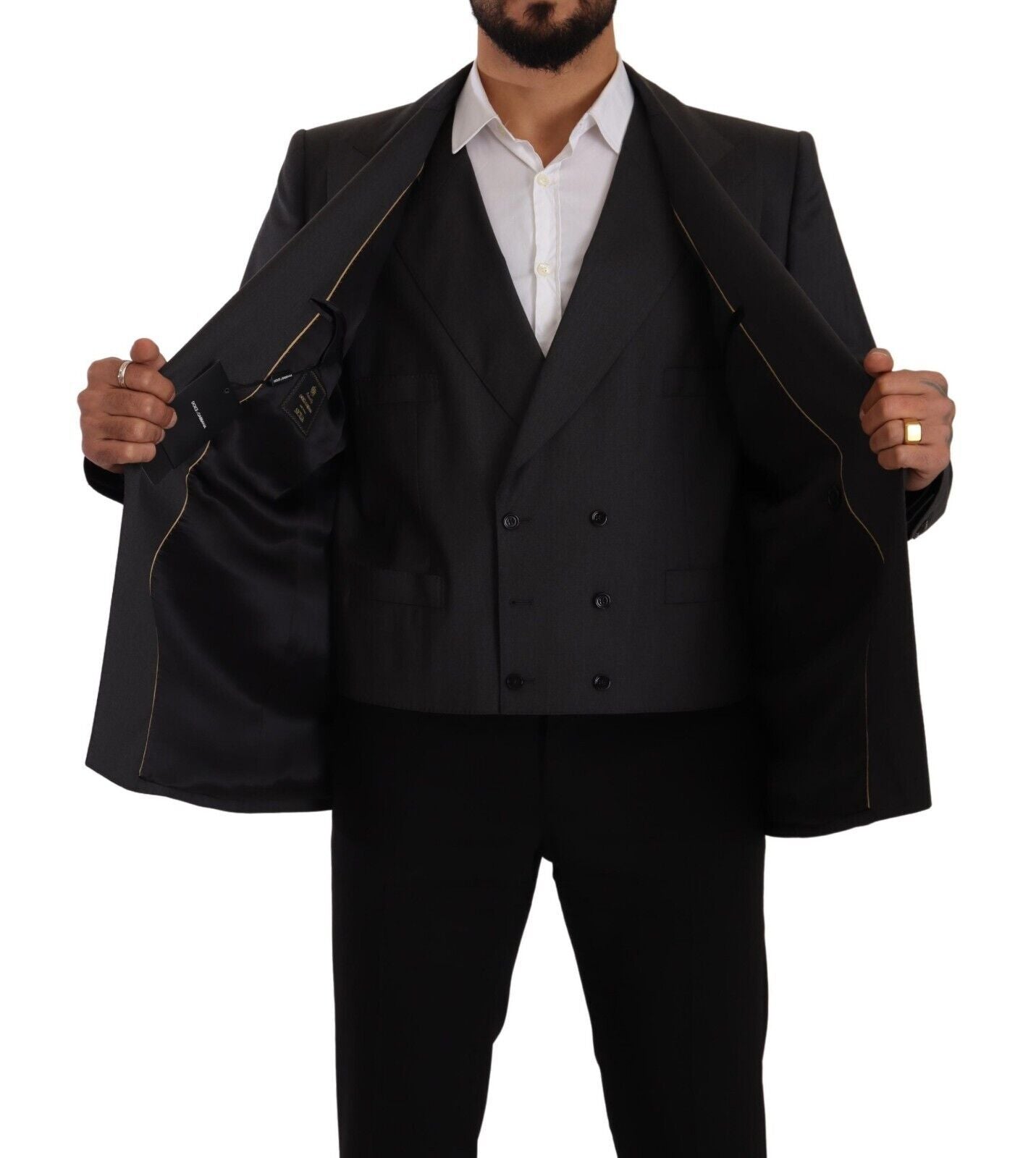 Dolce & Gabbana Grey Double-Breasted SICILIA Blazer (2-piece)