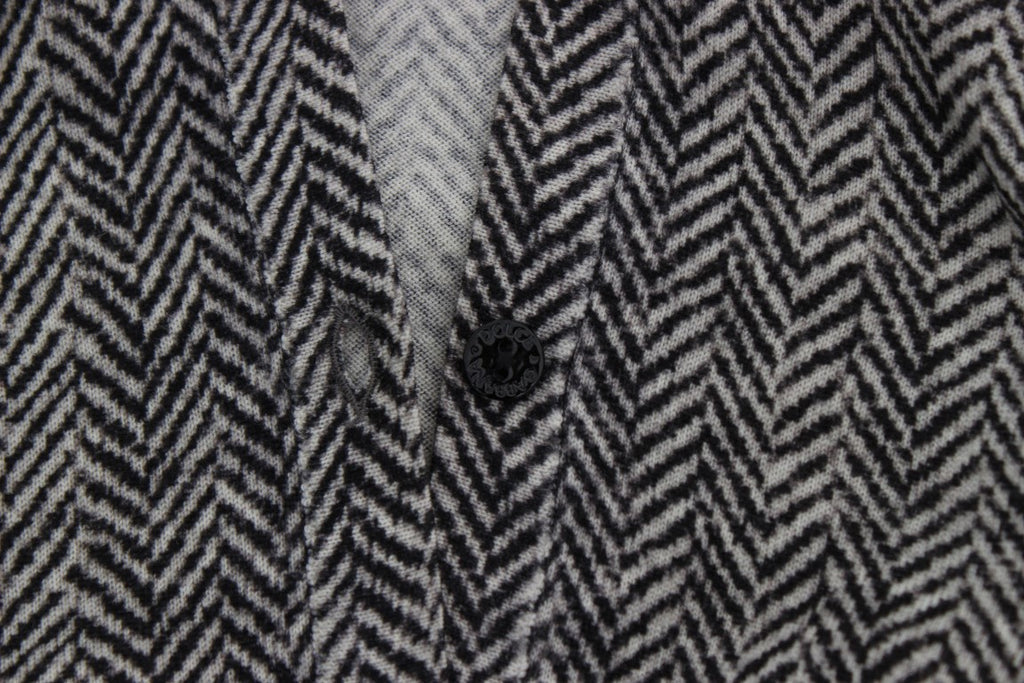 Dolce & Gabbana Schwarz-Weißes Wolltop Strickjacke Pullover