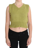 PINK MEMORIES Green Cotton-Blend Sleeveless Knitted Sweater
