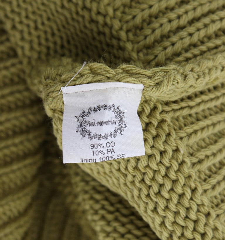 PINK MEMORIES Green Cotton-Blend Sleeveless Knitted Sweater