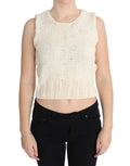 PINK MEMORIES Beige Cotton-Blend Sleeveless Knit Sweater