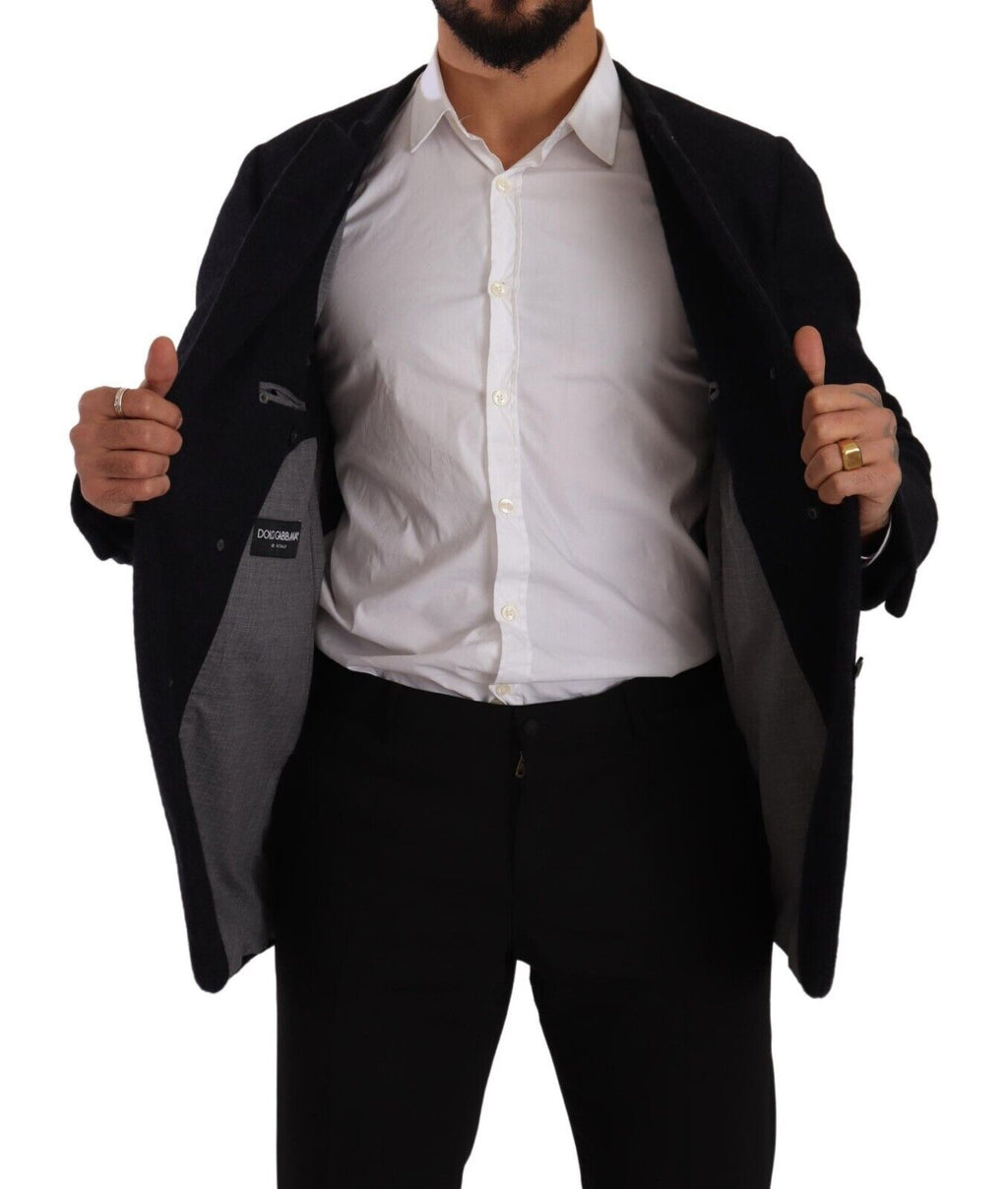 Dolce & Gabbana Graue Alpaka Button Down Männer Mantel Jacke