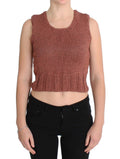 PINK MEMORIES Red Cotton-Blend Sleeveless Knitted Top