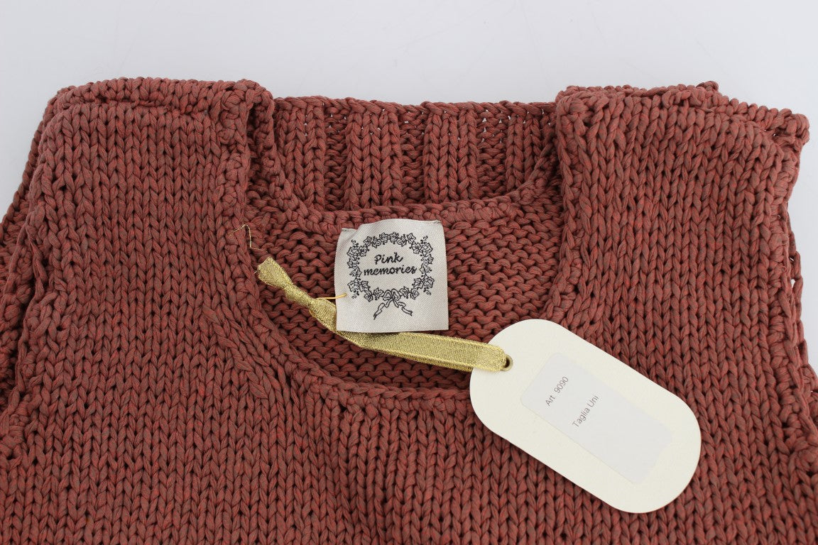 PINK MEMORIES Red Cotton-Blend Sleeveless Knitted Top