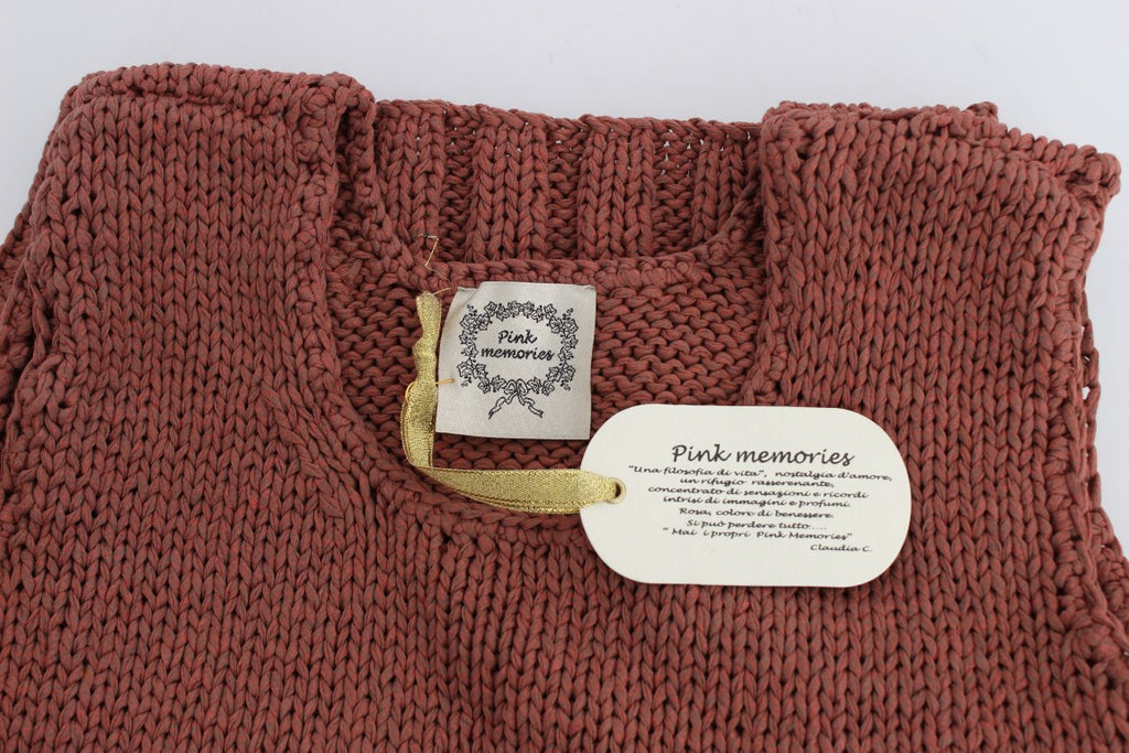 PINK MEMORIES Red Cotton-Blend Sleeveless Knitted Top