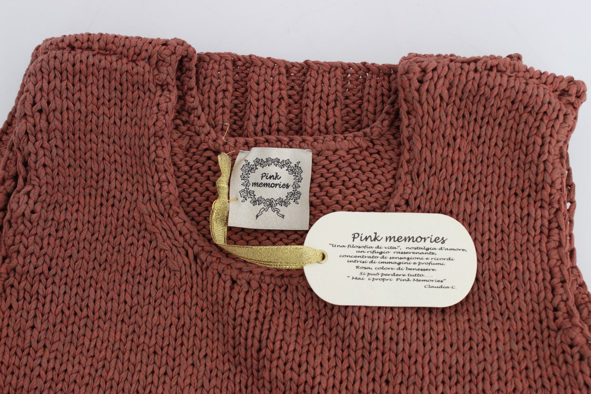 PINK MEMORIES Red Cotton-Blend Sleeveless Knitted Top