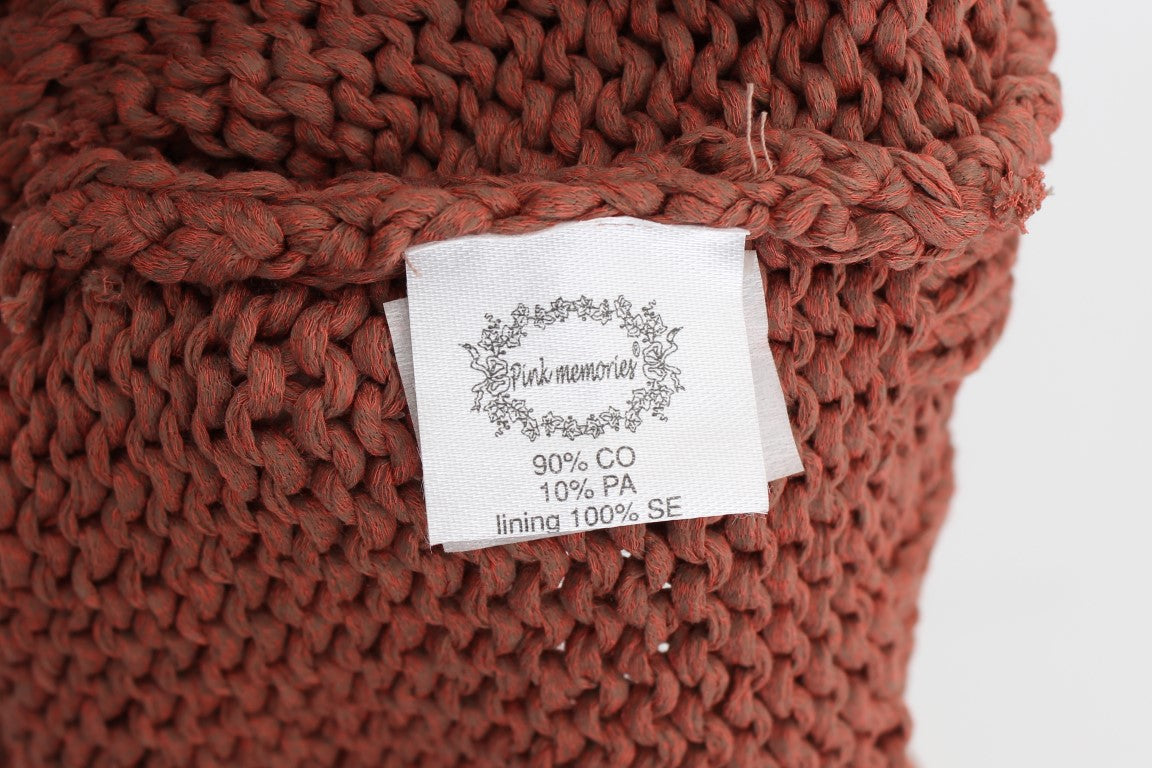 PINK MEMORIES Red Cotton-Blend Sleeveless Knitted Top