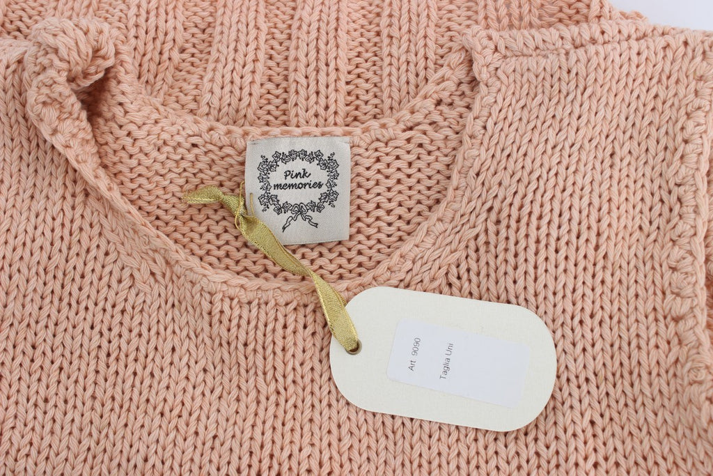 PINK MEMORIES Pink Sleeveless Knitted Cotton Blend Sweater