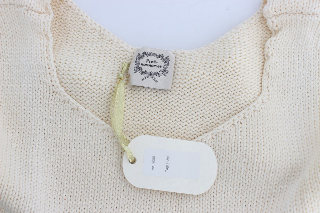 PINK MEMORIES Beige Cotton Blend Sleeveless Knitted Sweater