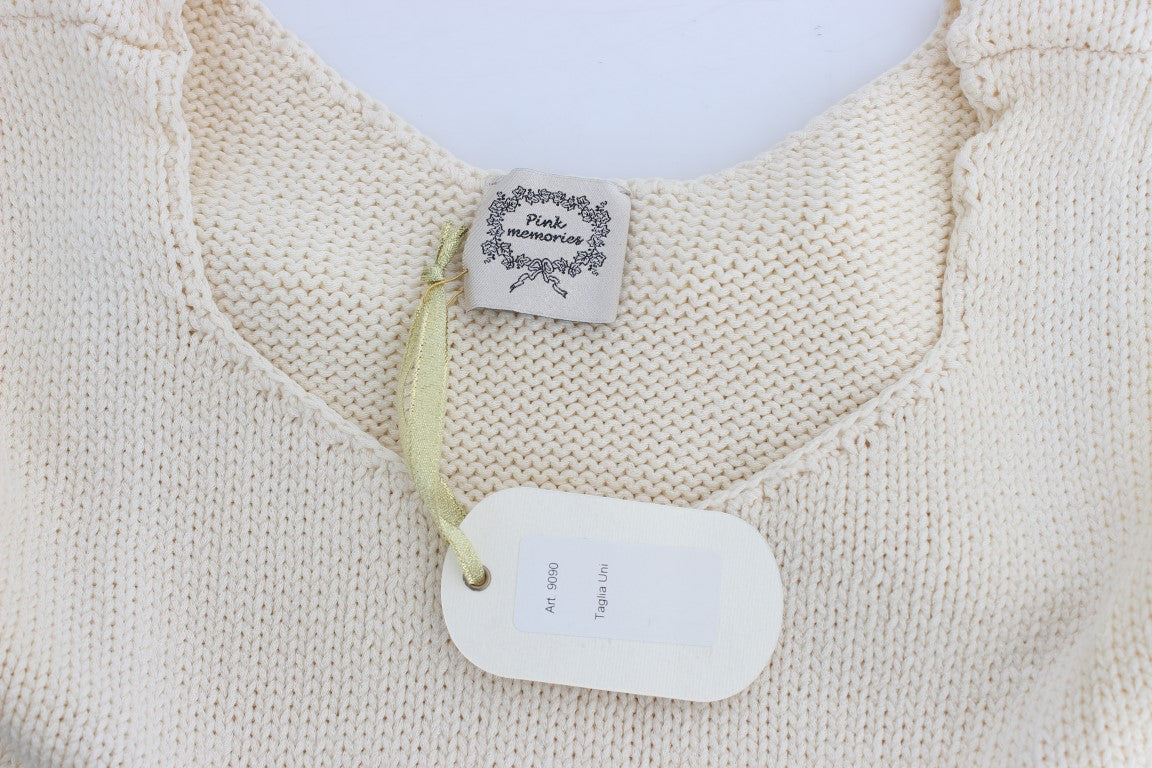 PINK MEMORIES Beige Cotton Blend Sleeveless Knitted Sweater