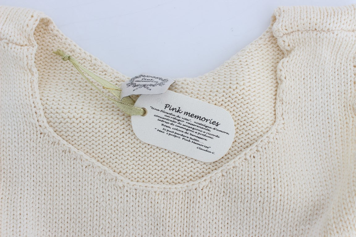 PINK MEMORIES Beige Cotton Blend Sleeveless Knitted Sweater