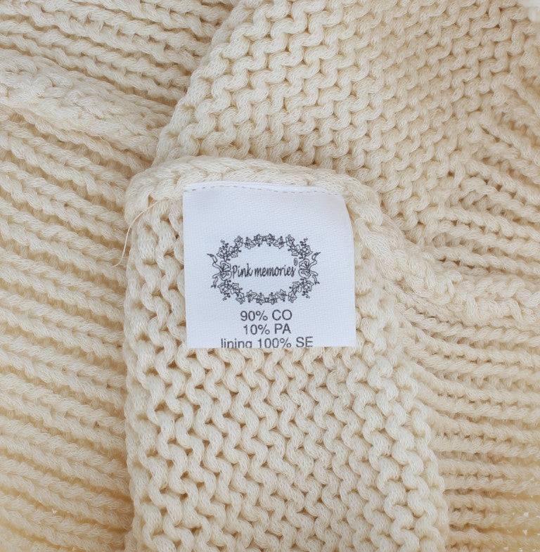PINK MEMORIES Beige Cotton Blend Sleeveless Knitted Sweater