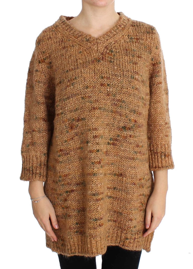 PINK MEMORIES Brown Wool Blend Oversized Knitted Sweater