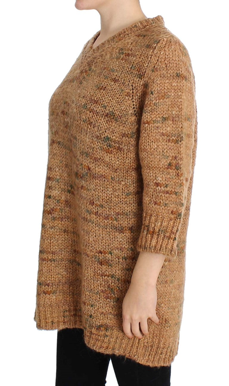 PINK MEMORIES Brown Wool Blend Oversized Knitted Sweater
