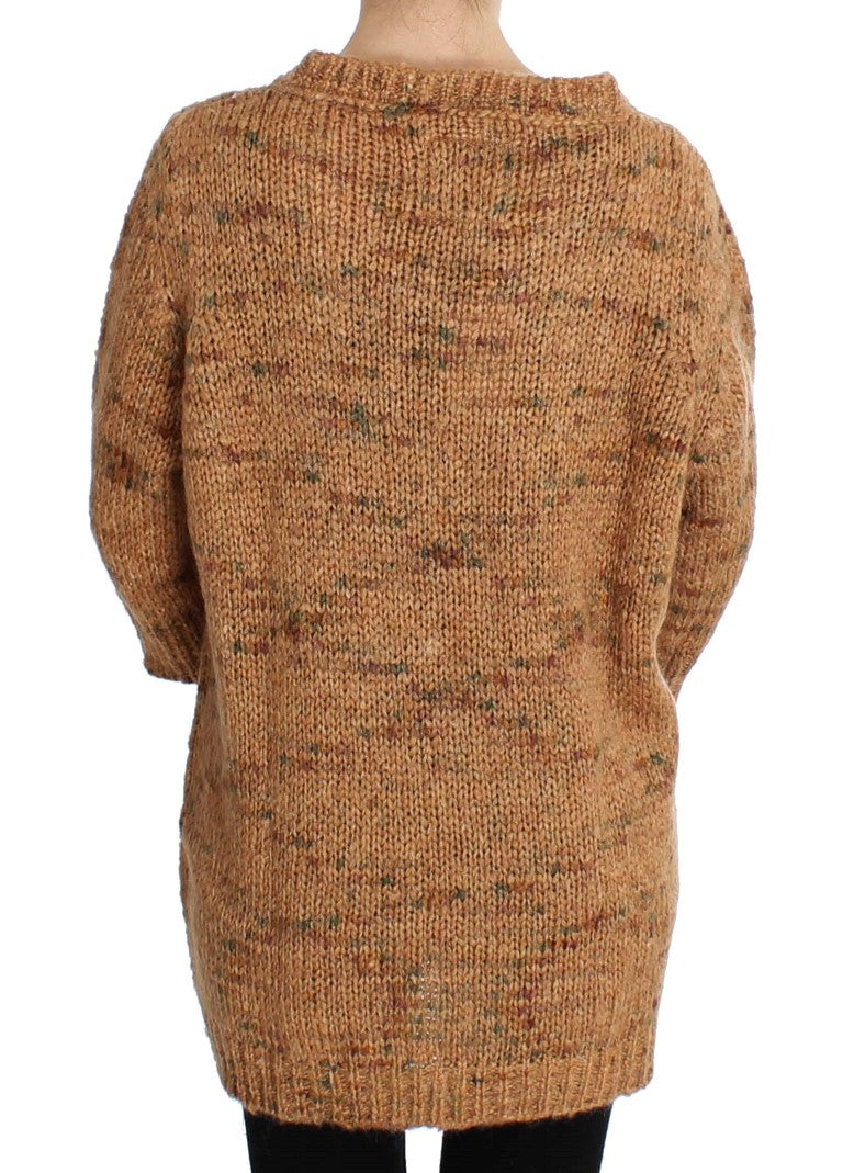 PINK MEMORIES Brown Wool Blend Oversized Knitted Sweater
