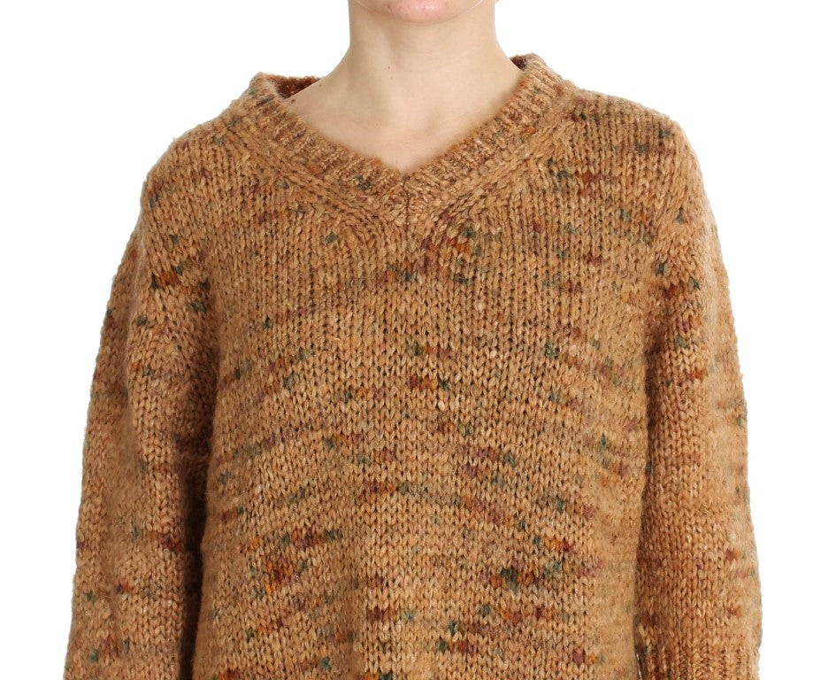 PINK MEMORIES Brown Wool Blend Oversized Knitted Sweater