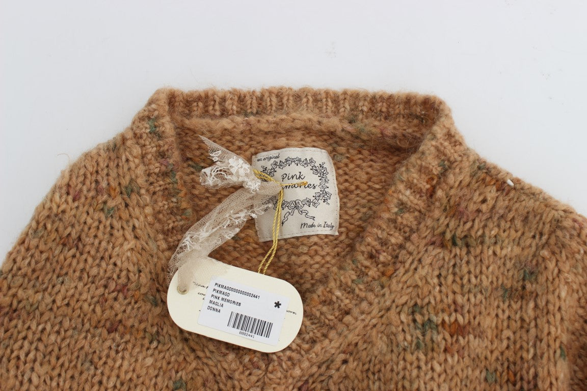 PINK MEMORIES Brown Wool Blend Oversized Knitted Sweater