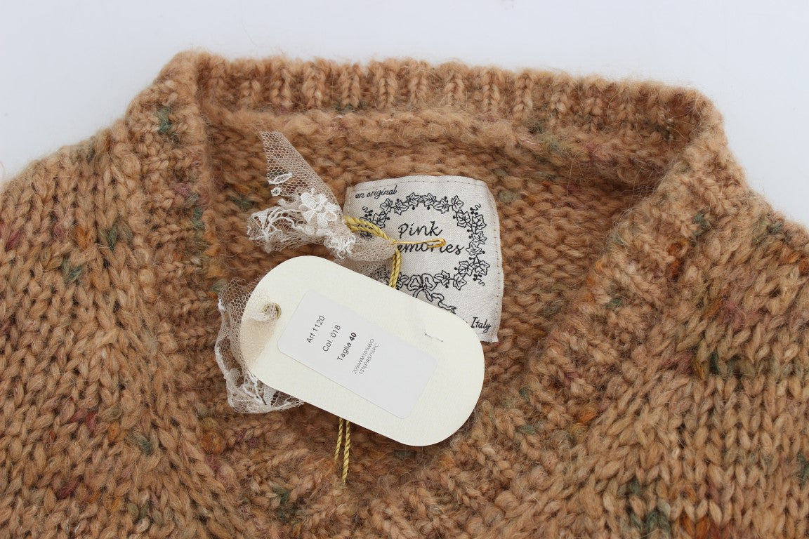 PINK MEMORIES Brown Wool Blend Oversized Knitted Sweater