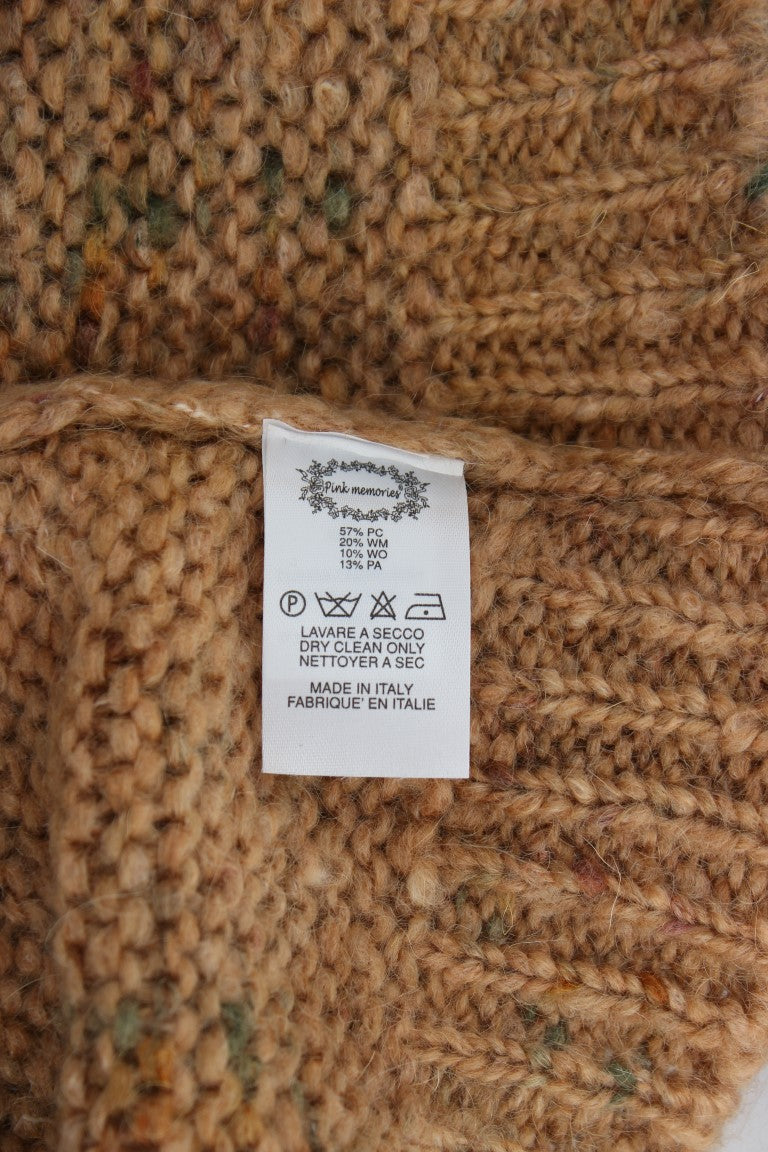 PINK MEMORIES Brown Wool Blend Oversized Knitted Sweater